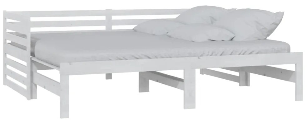 vidaXL Καναπές Κρεβάτι Λευκός 2 x (90 x 200) εκ. από Μασίφ Ξύλο Πεύκου