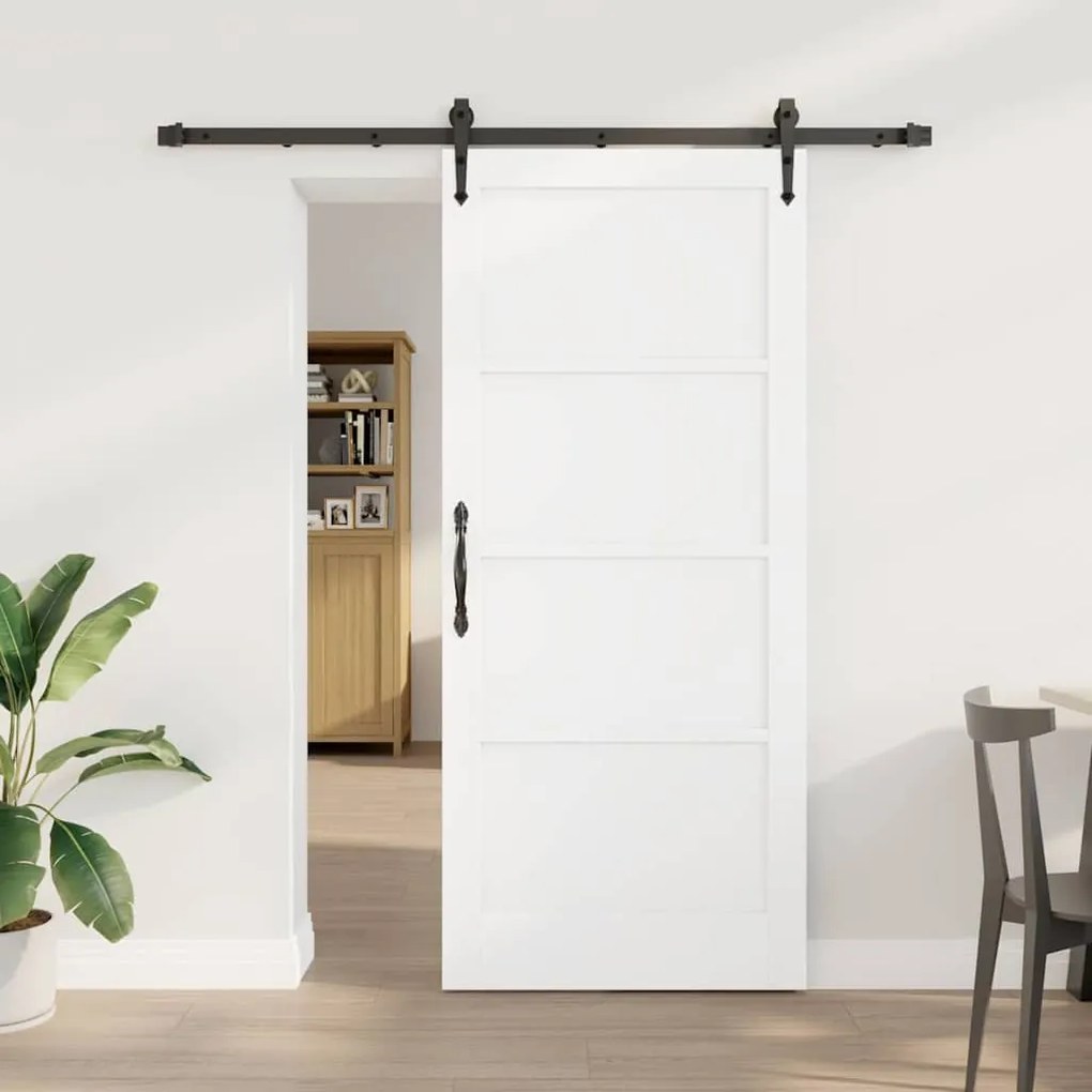 vidaXL Συρόμενη Πόρτα Λευκό και μαύρο 86 x 198.5 cm