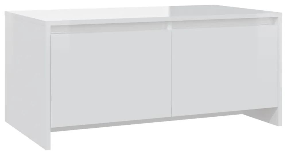 Τραπεζάκι Σαλονιού Γυαλ. Λευκό 90x50x41,5 εκ. από Μοριοσανίδα - Λευκό