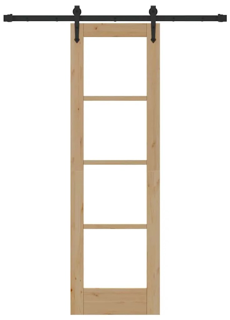 vidaXL Συρόμενη Πόρτα Καφέ 61 x 198.5 εκ. Ξύλο και μέταλλο