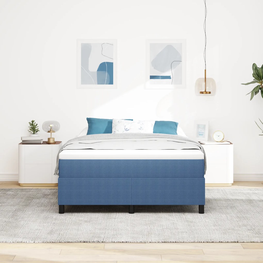 vidaXL Κρεβάτι με Πλαίσιο και Στρώμα Μπλε 140x200 cm Βελουτέ