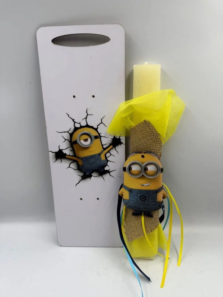 Τύπου Μίνιον - Minion Αρωματική λαμπάδα - Σετ Λαμπάδα και πλάτη