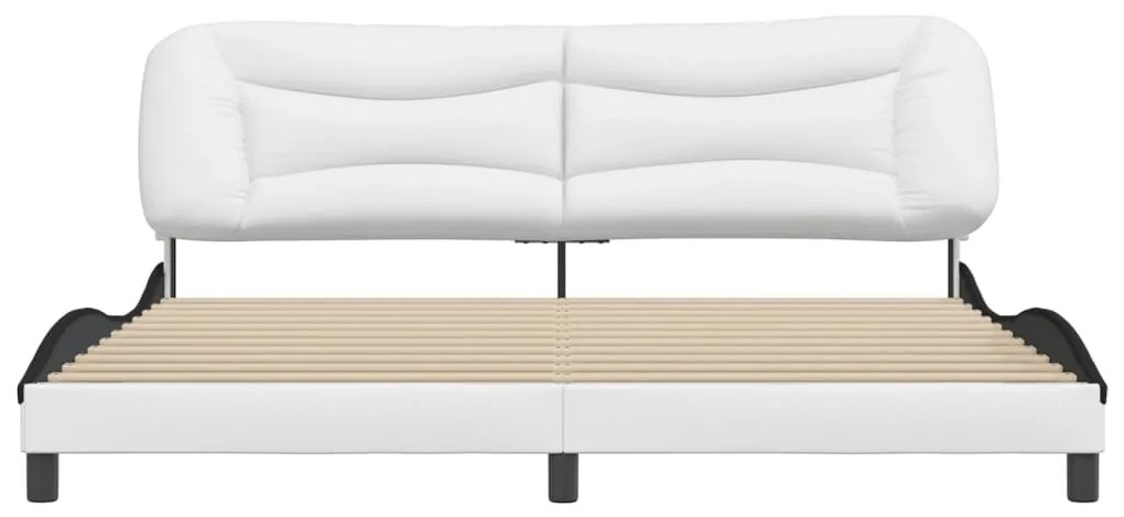 vidaXL Πλαίσιο κρεβατιού χωρίς Στρώμα Hvar Λευκό/Μαύρο 200x200εκ.Συνθ. Δέρμα