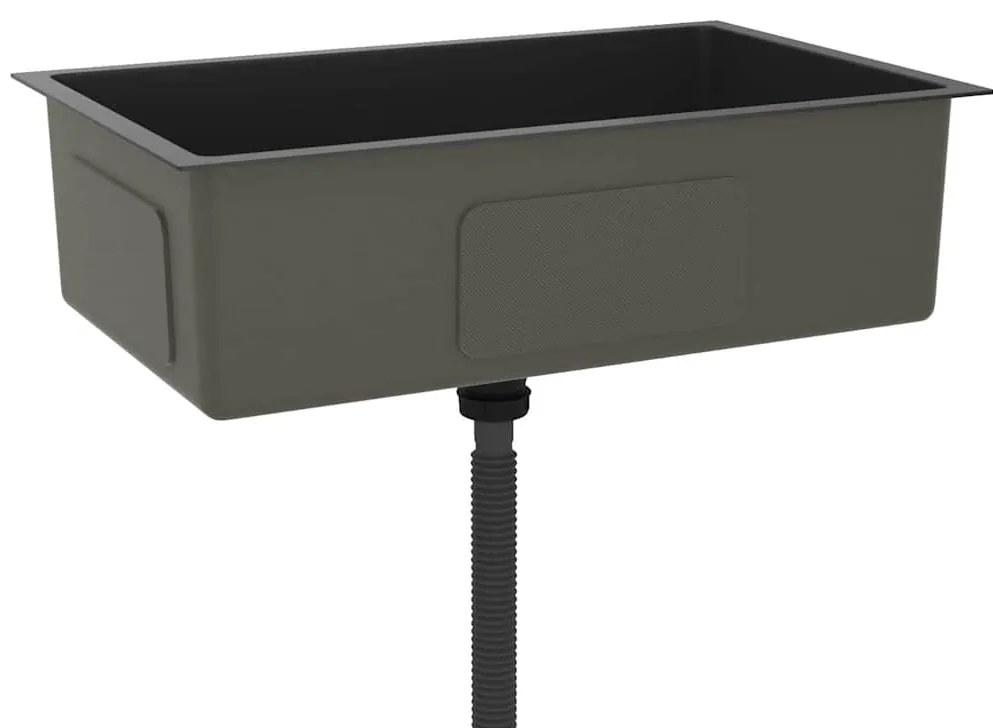 vidaXL Νεροχύτης Κουζίνας Χειροποίητος Μαύρος από Ανοξείδωτο Ατσάλι