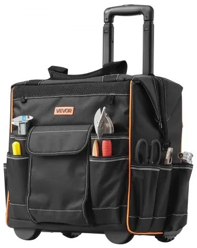 VEVOR Rolling Tool Bag 25 Pockets Heavy Duty Roller Tool Bag on Wheels