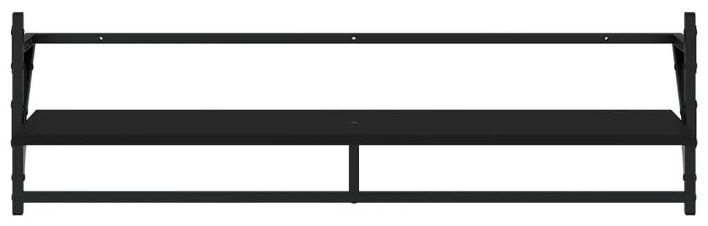 Ράφια Τοίχου με Μπάρα 2 τεμ. Μαύρα 100x25x30 εκ. - Μαύρο
