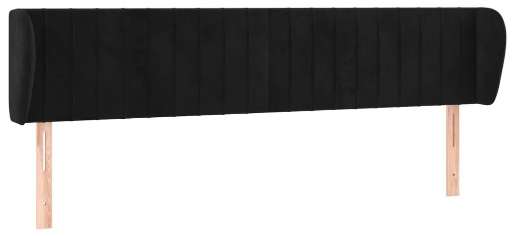 vidaXL Κεφαλάρι με Πτερύγια Μαύρο 203x23x78/88 εκ. Βελούδινο