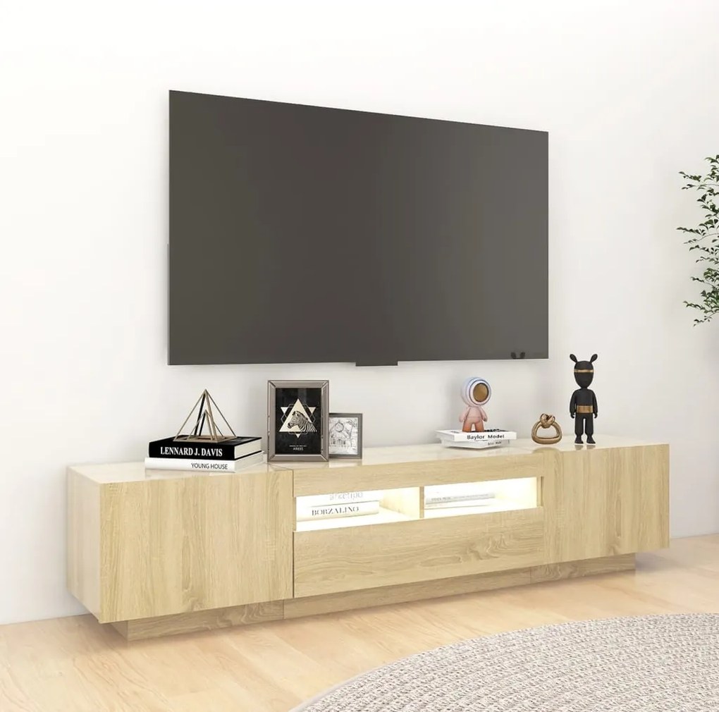 vidaXL Έπιπλο Τηλεόρασης με LED Sonoma Δρυς 180 x 35 x 40 εκ.