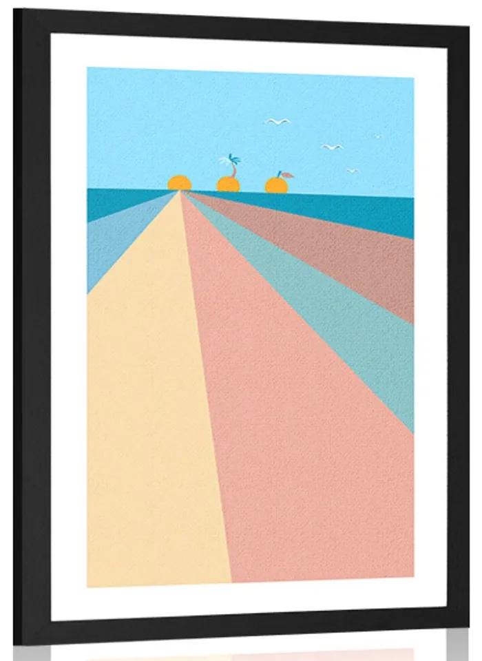 Αφίσα με παρπαστού Χαρωπή πολύχρωμη παραλία - 20x30 black