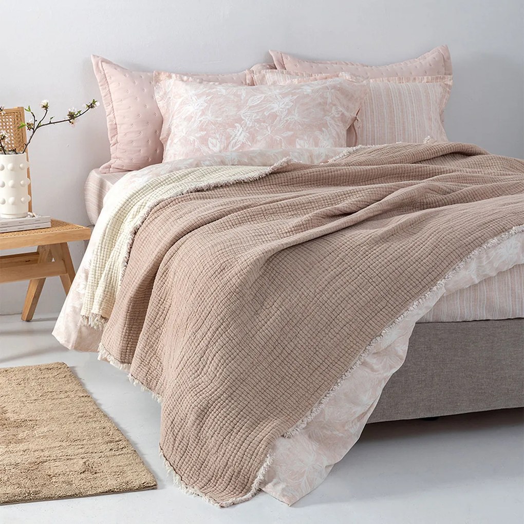 Κουβερτόριο Υπέρδιπλο (250x240) Μουσελίνα Palamaiki Mous Beige