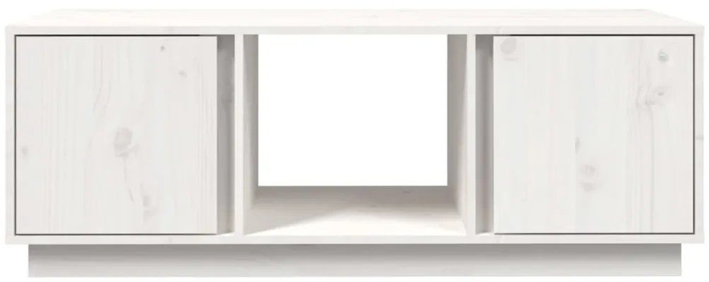 vidaXL Τραπεζάκι Σαλονιού Λευκό 110x50x40 εκ από Μασίφ Ξύλο Πεύκου