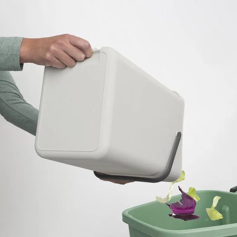 Κάδος χωριστής συλλογής απορριμμάτων Brabantia Sort&Go 1005516, 16 l, Χειρολαβή, Επιτοίχιος, Ανοιχτό γκρι