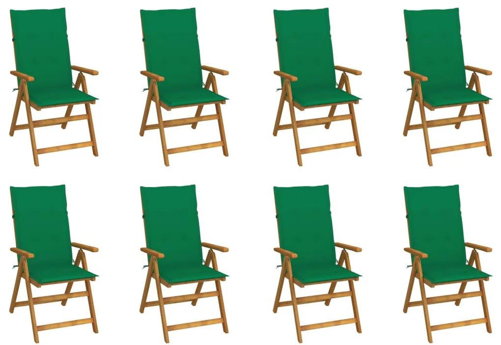 3075059 vidaXL Καρέκλες Κήπου Πτυσσόμ. 8 τεμ. Μασίφ Ξύλο Ακακίας με Μαξιλάρια Πράσινο, 1 Τεμάχιο