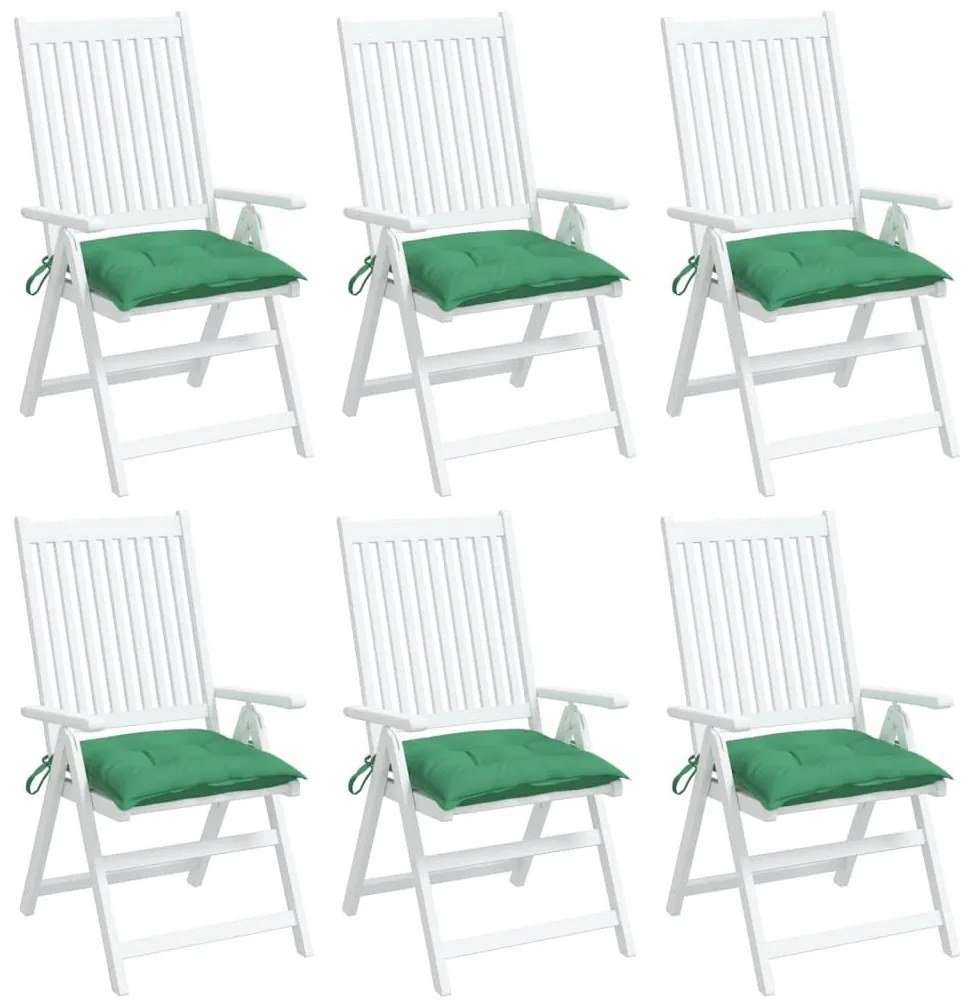 Μαξιλάρια Καρέκλας 6 τεμ. Πράσινα 50 x 50 x 7 εκ. Υφασμάτινα - Πράσινο