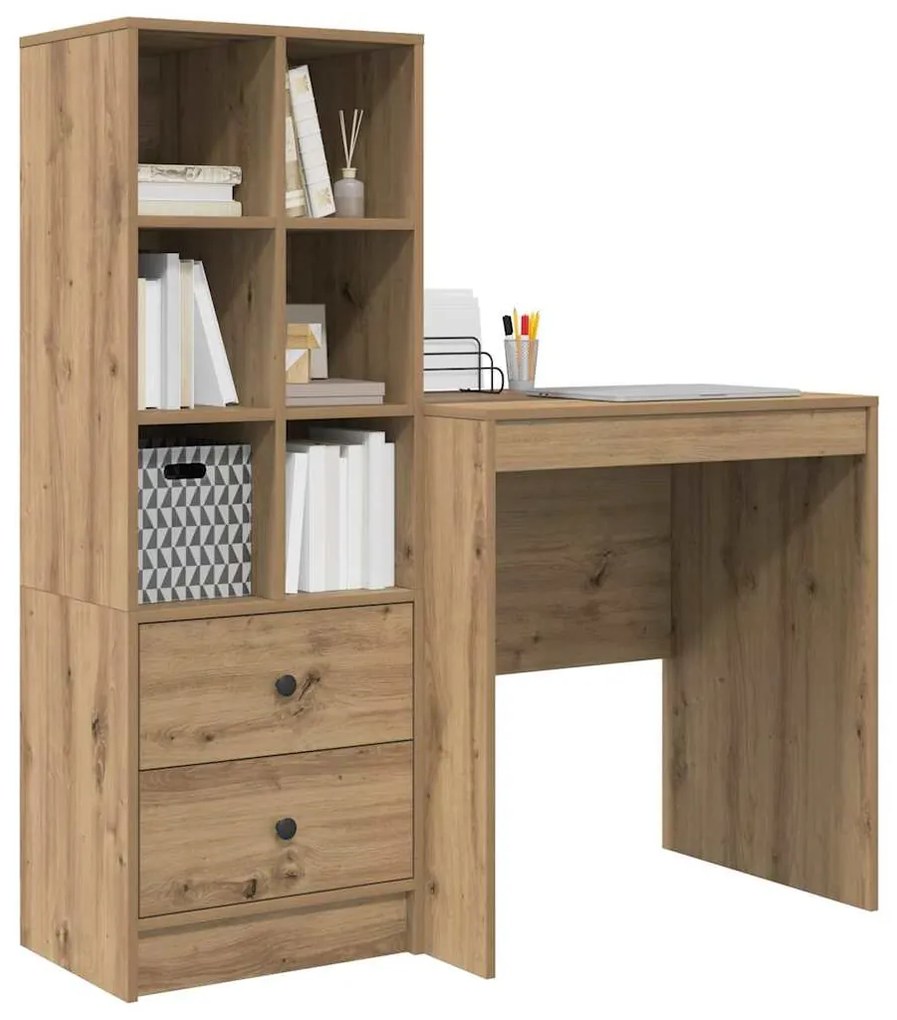 vidaXL Γραφείο με αποθηκευτικό χώρο με συρτάρι 2 pcs artisan δρυς