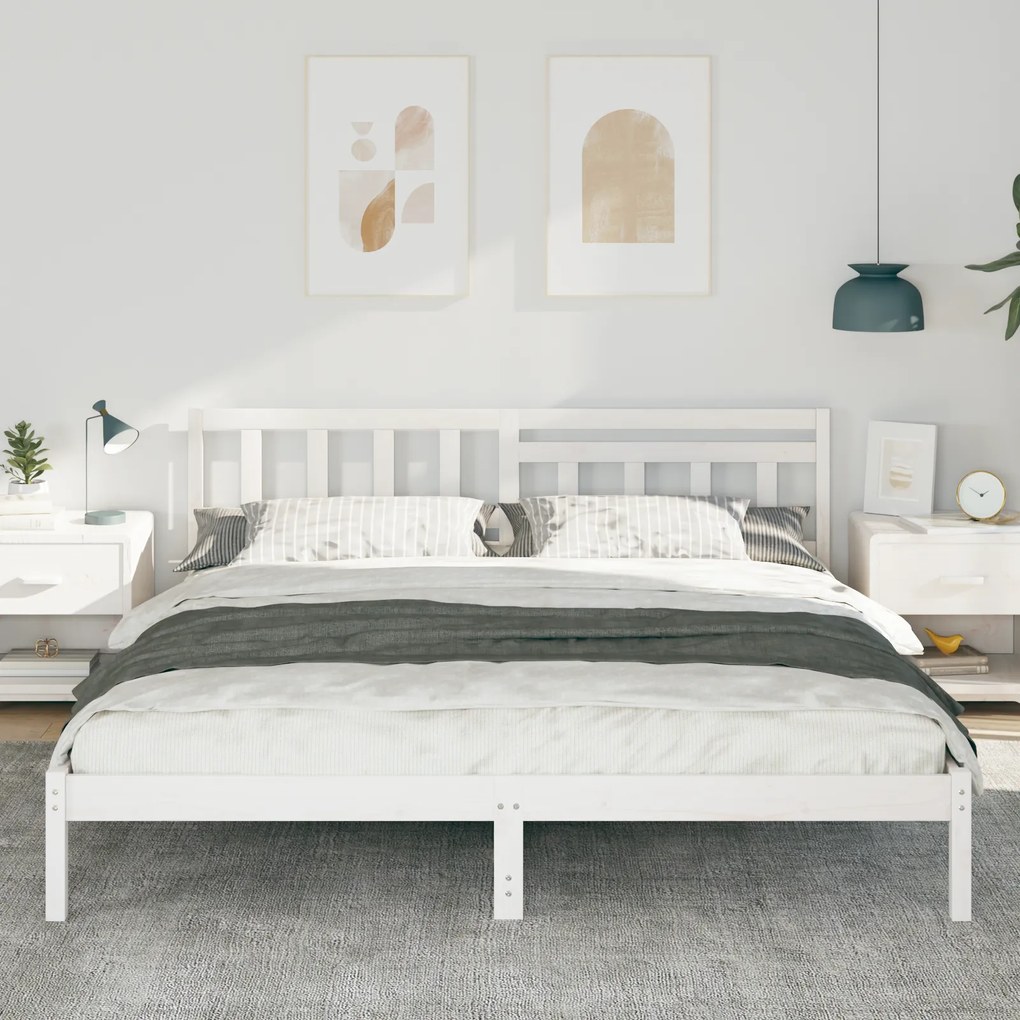 vidaXL Σκελετός Κρεβατιού Λευκό 180 x 200 cm Συμπαγές ξύλο πεύκου