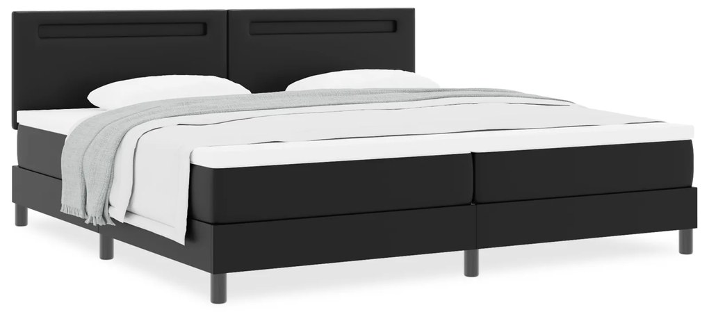 vidaXL Μαύρο Κρεβάτι Box Spring με Στρώμα, 200 x 200 εκ, Ψεύτικο Δέρμα