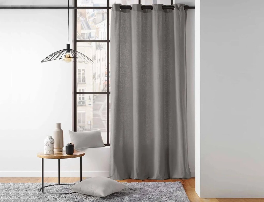 Κουρτίνα Mέτριας Σκίασης Twily Douceur d'intérieur με τρουκς και διαστάσεις 135x260cm - Grey