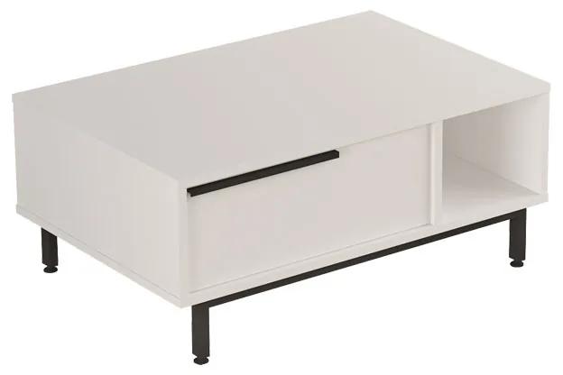 Τραπέζι σαλονιού Frixton μελαμίνης λευκό-μαύρο 90x60x37.5εκ Υλικό: Melamine Chipboard - Iron 176-000139