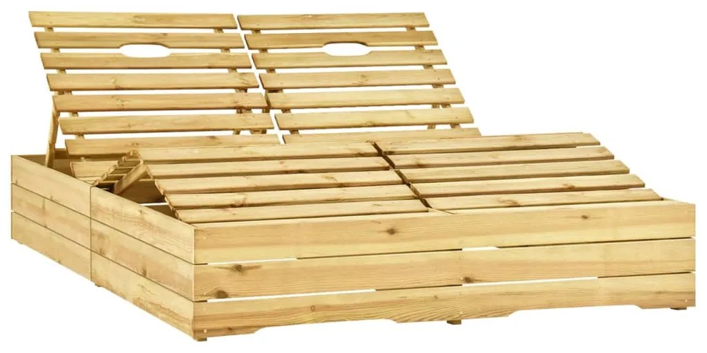 vidaXL Ξαπλώστρα Διπλή Εμποτισμένο Ξύλο Πεύκου & Μπλε Μαξιλάρια