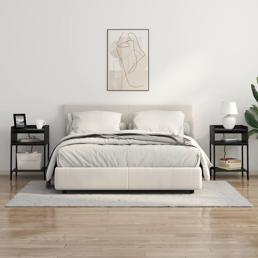 vidaXL Κομοδίνο με ράφι Μαύρη δρυς 40 x 40 x 61 εκ Επεξεργασμένο ξύλο