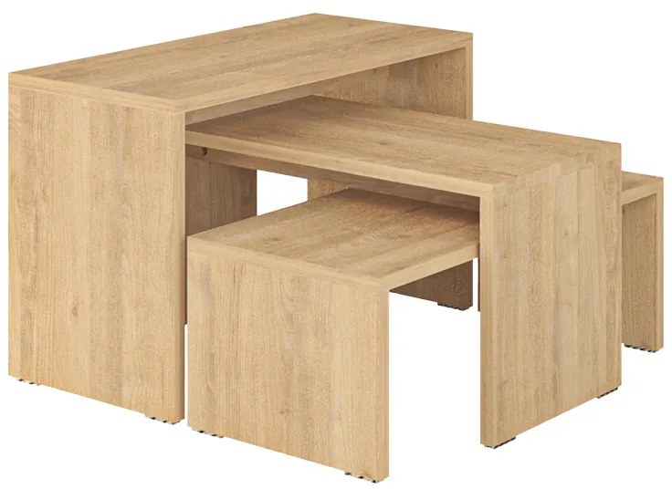 Τραπέζια σαλονιού Kantar pakoworld σετ 3τεμ σε φυσική απόχρωση 65x30x39εκ