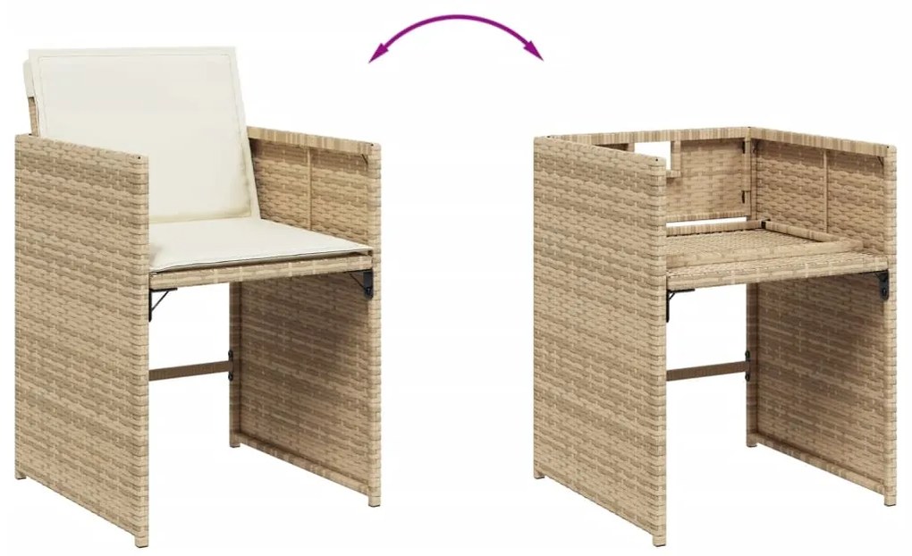 vidaXL Σετ Τραπεζαρίας Κήπου 15 τεμ. Μπεζ Συνθετικό Ρατάν με Μαξιλάρια