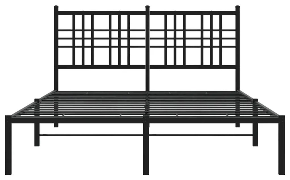 Πλαίσιο Κρεβατιού με Κεφαλάρι Μαύρο 120 x 190 εκ. Μεταλλικό - Μαύρο