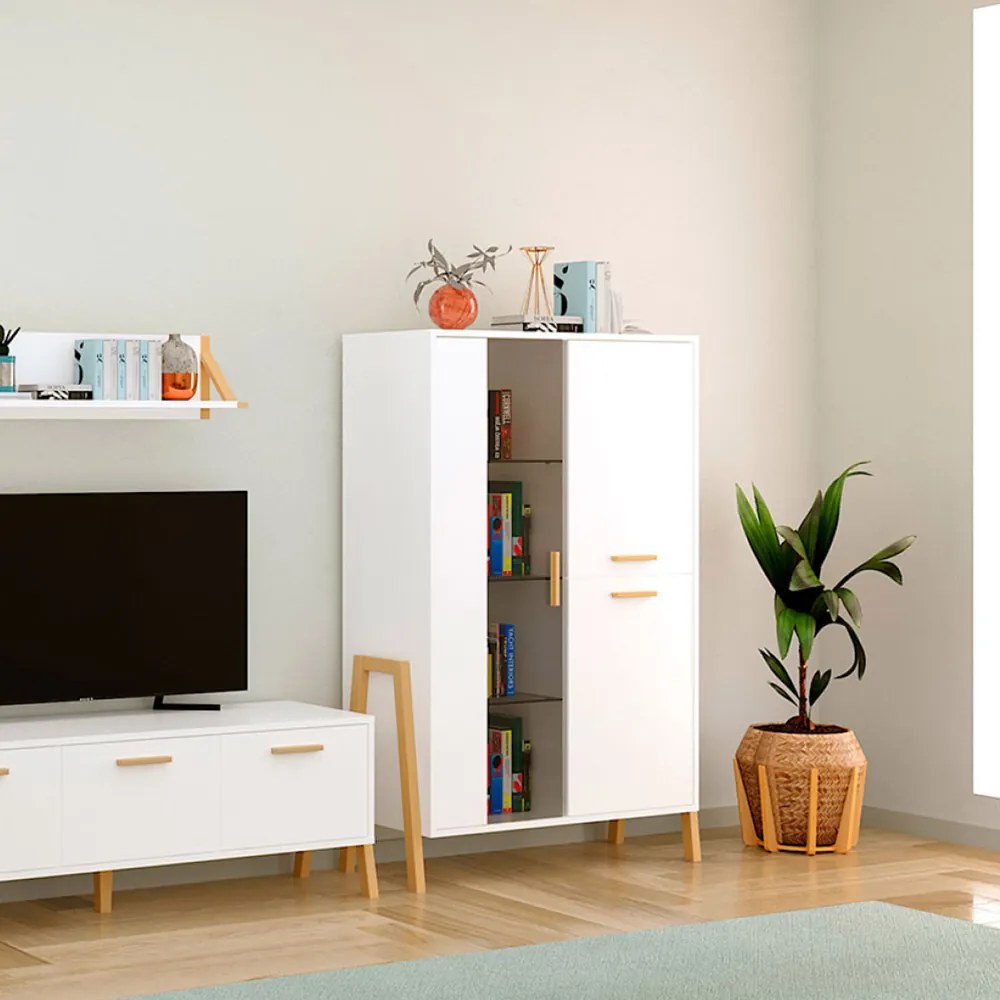 Βιτρίνα Belle Λευκό 102.5x41x152.5cm - TO-BELLE1W2DWHITE - TO-BELLE1W2DWHITE