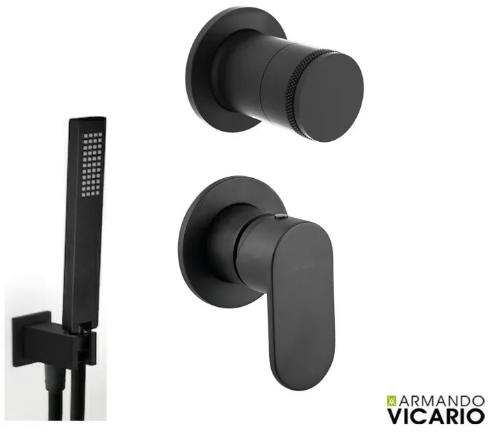 Armando Vicario SLIM Black Matt Παροχή νερού Τετράγωνη+Μίκτης εντ.+εκτροπέας περιστροφικός 500050-400 34374-400