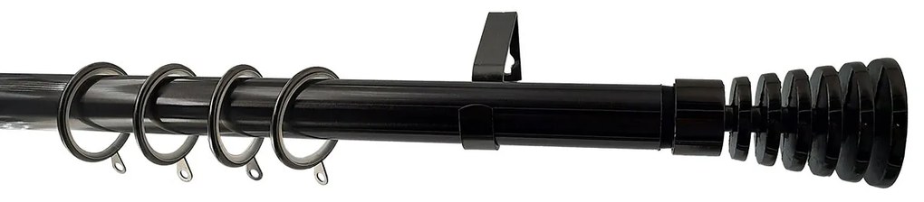 Κουρτινόξυλο Φ28mm Μονό Επεκτεινόμενο 160-300cm Με Άκρα Grace Nikel Black 998436