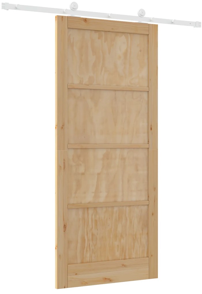 vidaXL Συρόμενη Πόρτα με Σετ Υλικών 93x211 cm Συμπαγές Ξύλο Πεύκου