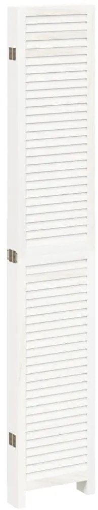 vidaXL Διαχωριστικό Χώρου με 6 Πάνελ Λευκό από Μασίφ Ξύλο Παυλώνιας