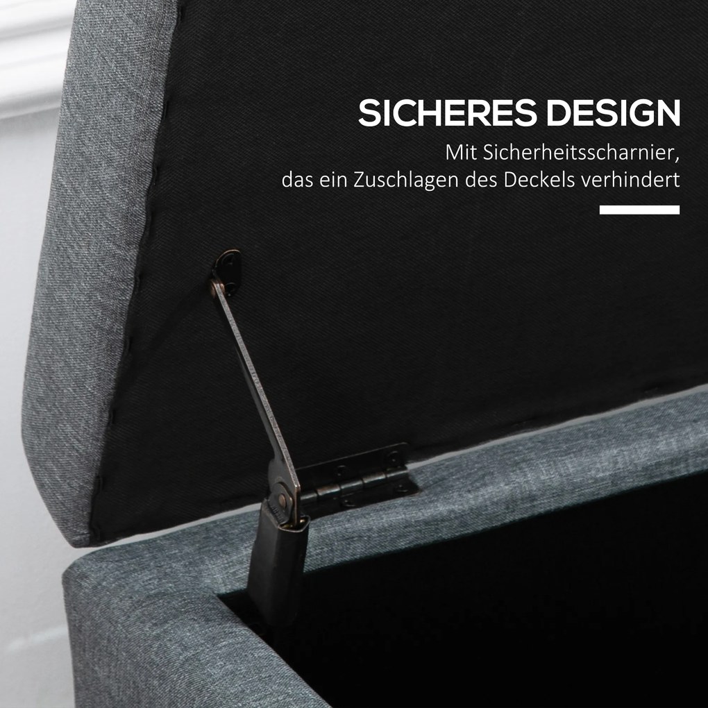 Πάγκος με Αποθηκευτικό Χώρο, Οθωμανικό, Πάγκος Εισόδου, Κουμπωτό, 125,1 cm x 48,9 cm x 41,3 cm, Γκρι