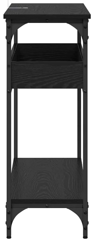 vidaXL Τραπέζι κονσόλας με ράφι Μαύρη δρυς 100 x 29 x 75 εκ.