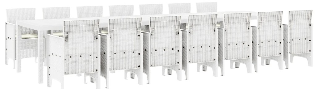 vidaXL Σέτ φαγητού για κήπο 15 pcs Λευκό Rattan Polt