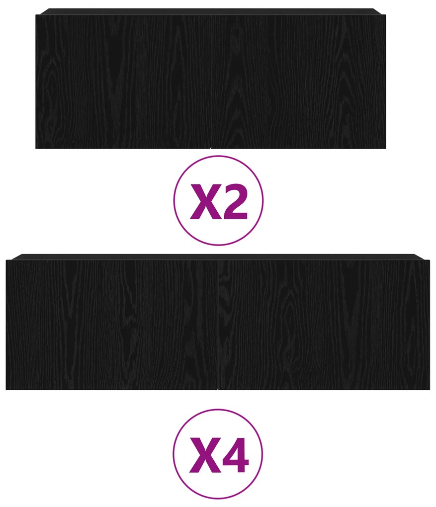 vidaXL Σετ 6 τεμαχίων Κάδρου Τηλεόρασης σε Μαύρη Δρυς