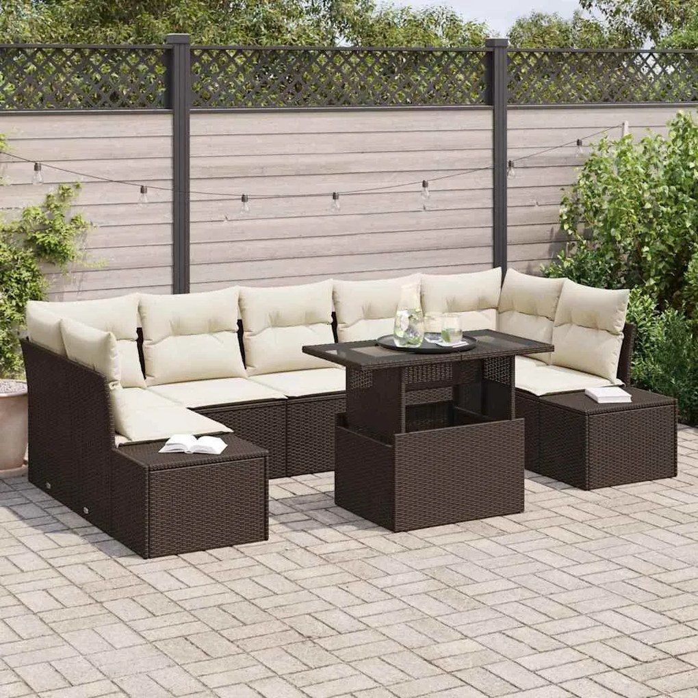 vidaXL Σετ Καναπέ Κήπου 8 pcs Καφέ και κρεμ 100 x 55 x 73 εκ