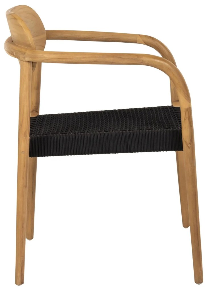 Πολυθρόνα OSLO Ξύλο Teak Φυσικό και Μαύρο Σχοινί 55x54x80Yεκ. 55x54x80 εκ.