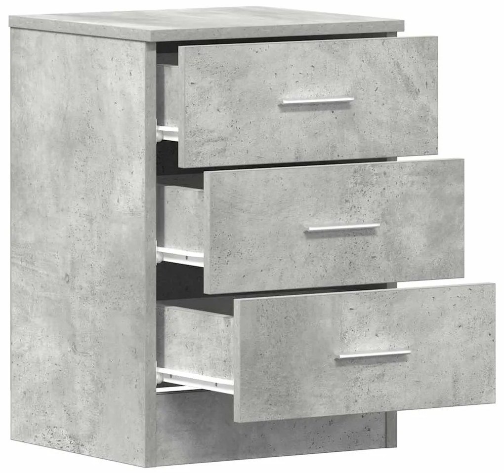 vidaXL Κομοδίνα 2 τεμ. Γκρι Σκυροδέματος 38x35x56 εκ. από Επεξ. Ξύλο
