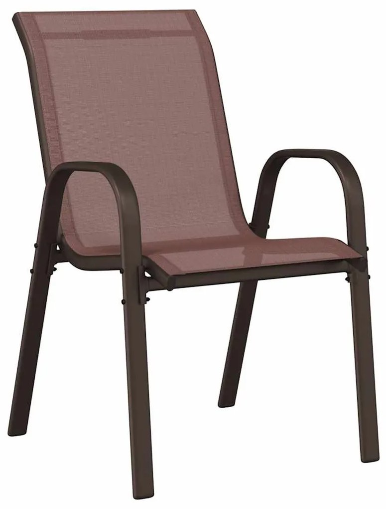 vidaXL Καρέκλες Κήπου Στοιβαζόμενες 4 τεμ. Καφέ από Ύφασμα Textilene