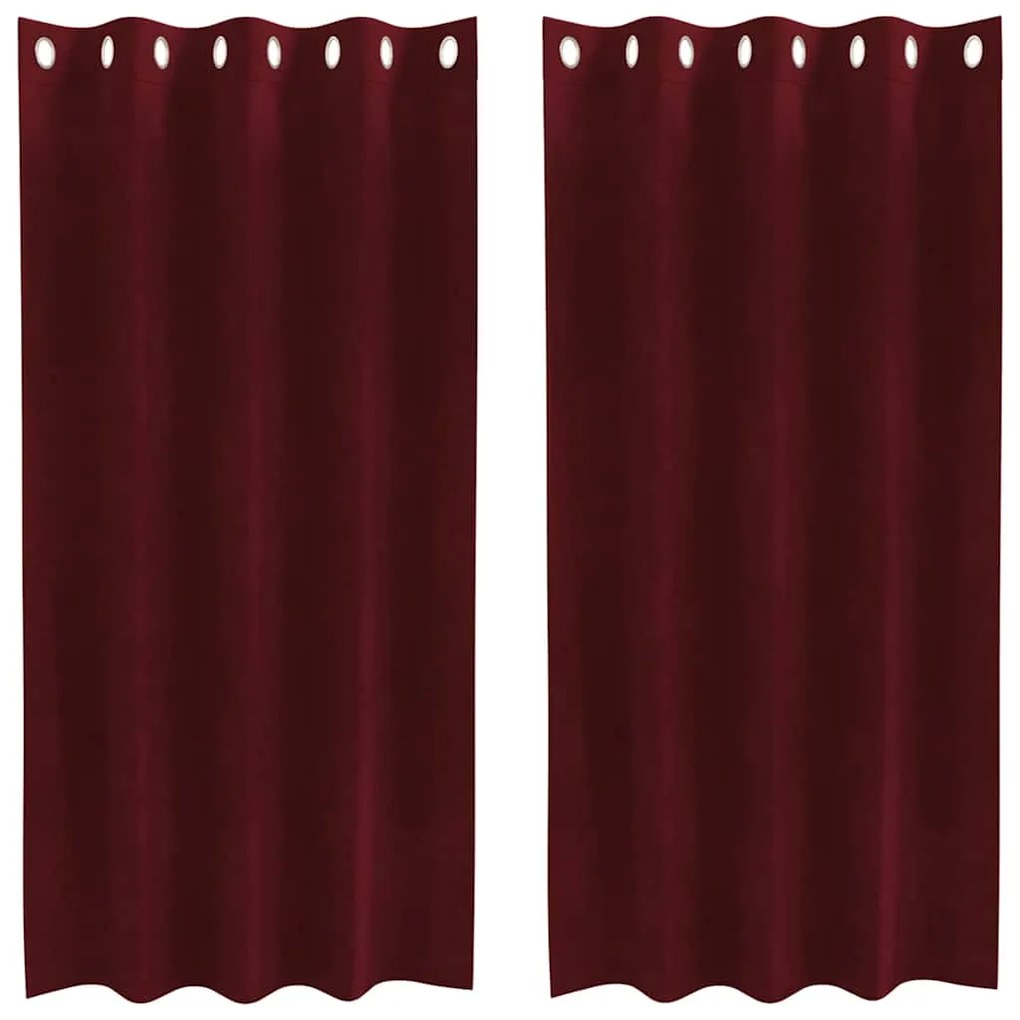 vidaXL Κουρτίνες με κουρτίνες 2 pcs Μπορντό 140 x 175 cm Βελούδο