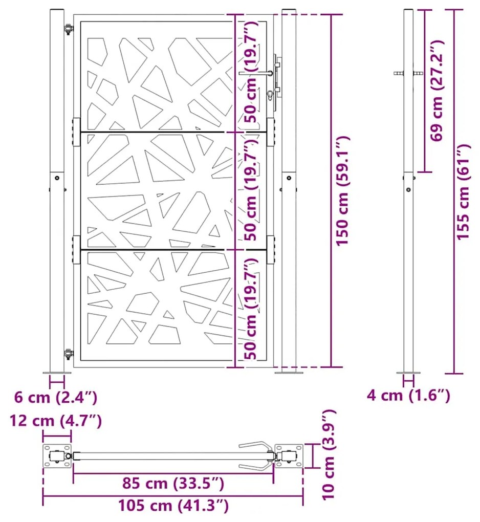 GARDEN GATE ΜΑΥΡΗ 105X155 CM ΣΧΕΔΙΟ ΑΤΣΑΛΙΝΟ ΦΩΤΙΣΤΙΚΟ 4100951