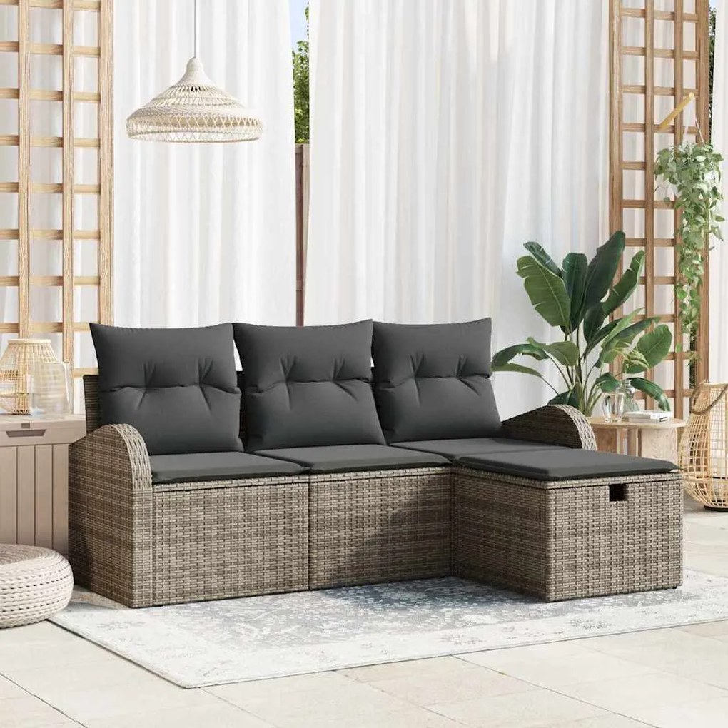 vidaXL Σετ Καναπέ Κήπου 4 pcs Γκρι 179 x 117 x 85 εκ. Πολυ ράταν