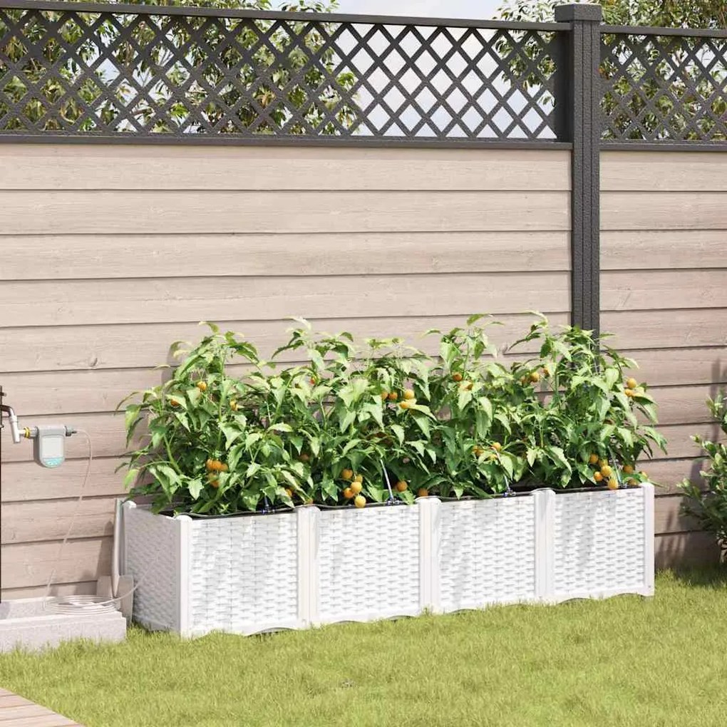 vidaXL Ζαρντινιέρες κήπου Λευκό 160 x 40 x 37.5 cm Ατσάλι
