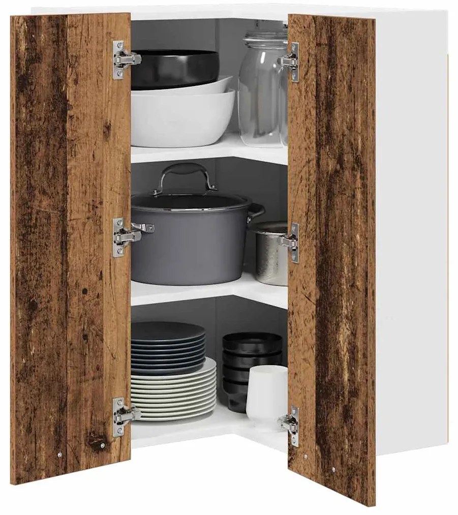 vidaXL Κρεμαστό ντουλάπι Παλαιό Ξύλο και Λευκό 57 x 57 x 80 εκ.