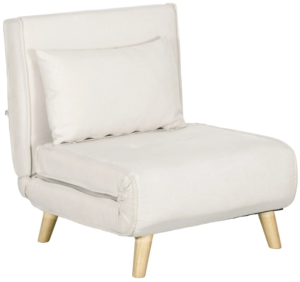 HOMCOM Πολυθρόνα-Κρεβάτι, 6-Θέσεων Ρυθμιζόμενη Πλάτη, Απομίμηση Λινού, έως 120 kg, Κρεμ