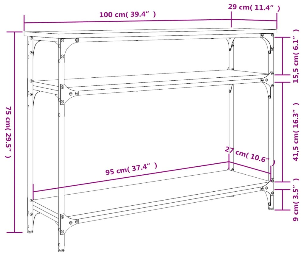 ΤΡΑΠΕΖΙ ΚΟΝΣΟΛΑ ΓΚΡΙ SONOMA 100X29X75 ΕΚ. ΕΠΕΞΕΡΓΑΣΜΕΝΟ ΞΥΛΟ 834038