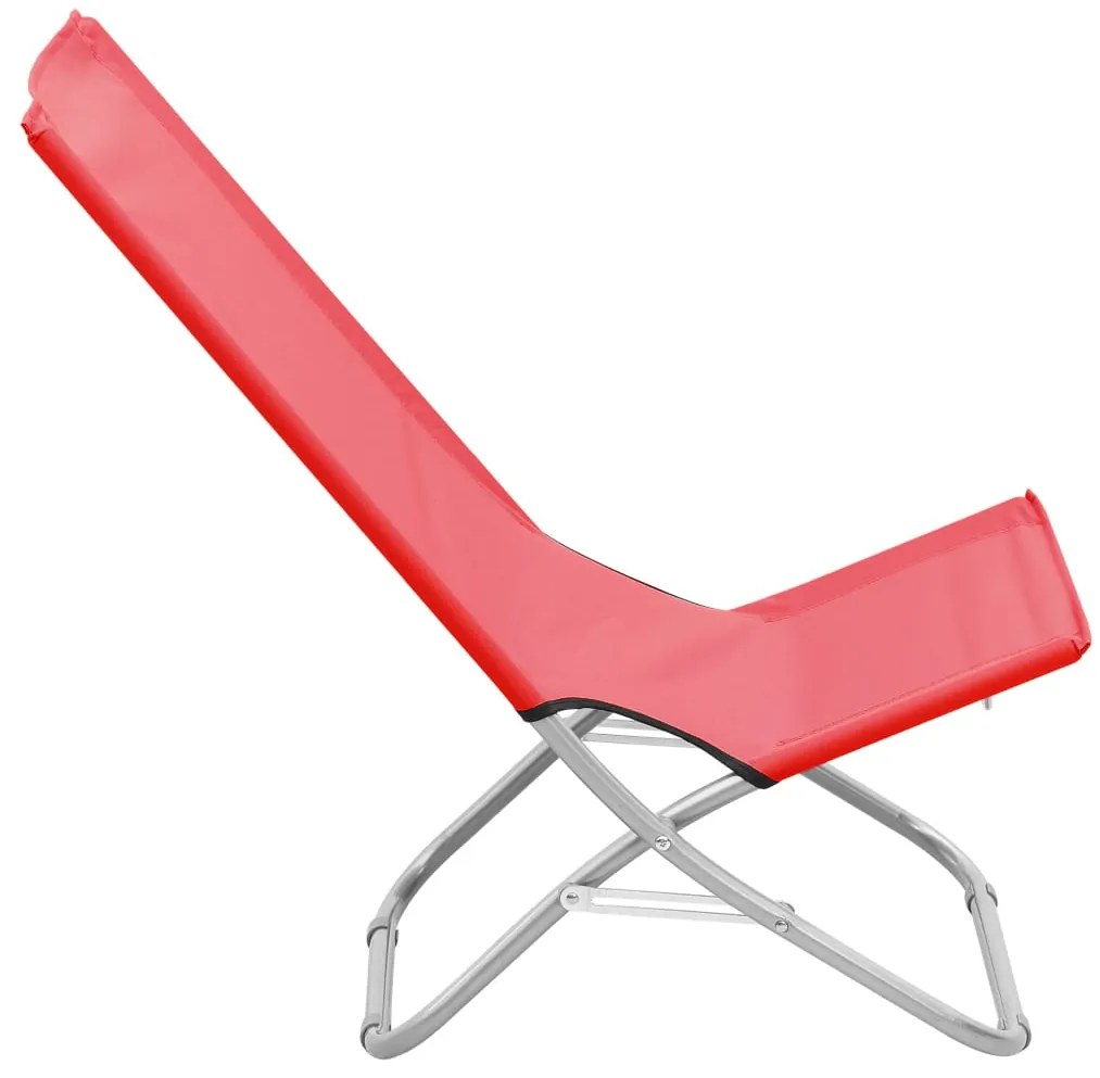 vidaXL Καρέκλες Παραλίας Πτυσσόμενες 2 τεμ. Κόκκινες Υφασμάτινες
