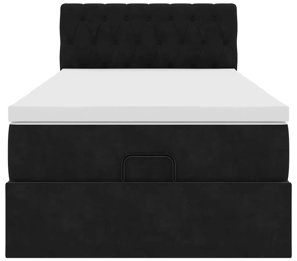 vidaXL Οθωμανικό κρεβάτι με στρώμα Μαύρο 90x200cm Velvet